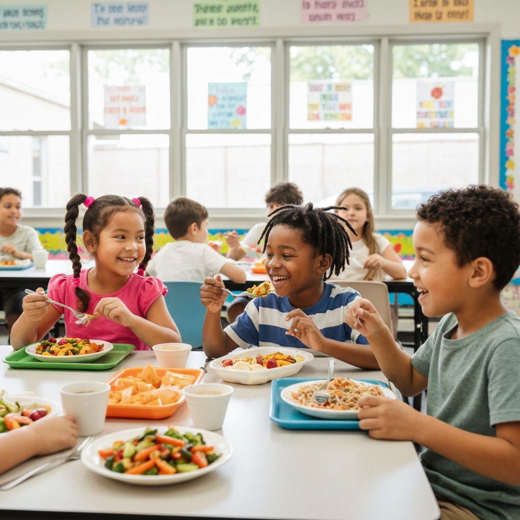 Children enjoying fresh meals at school